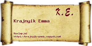Krajnyik Emma névjegykártya